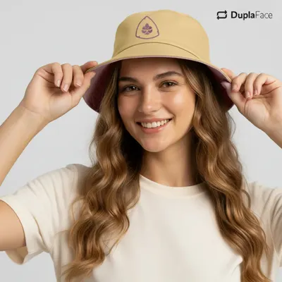 Bucket Hat Caramelo e Rosa 2