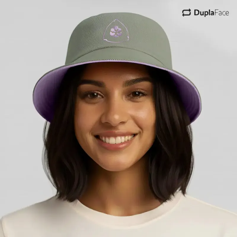 Bucket Hat Lilas e Verde Feminino
